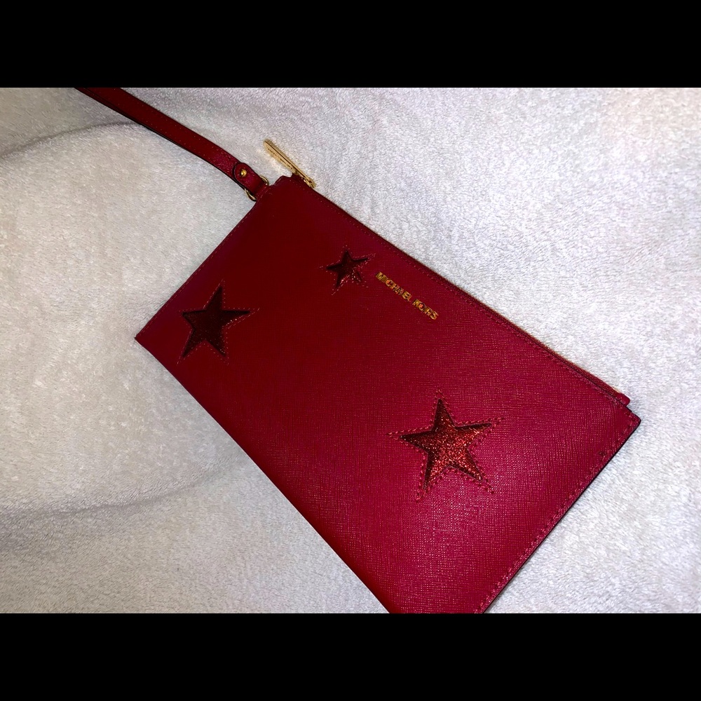 NEW Michael Kors wristlet wallet new no tags red stars travel